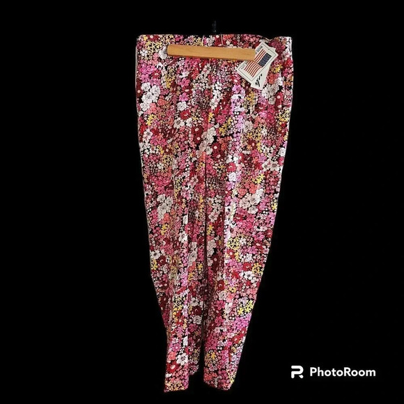 Gemilli Stretch Cropped Pants Floral Cotton/Spandex w/Side Zip Women's Sz 12 - Picture 8 of 14